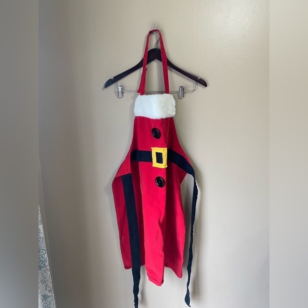 Vintage 2003 Mrs. Claus Santa Red Suede Apron